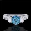 Image 2 : 2 ctw Fancy Intense Blue Diamond Micro Pave Ring 18k White Gold - REF-200W2H