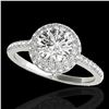 1.6 ctw Certified Diamond Solitaire Halo Ring 10k White Gold - REF-203X2A