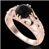 1 ctw Fancy Black Diamond Engagment Art Deco Ring 18k Rose Gold - REF-90Y9X
