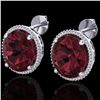 20 ctw Garnet & Micro Pave VS/SI Diamond Earrings 18k White Gold - REF-118X2A