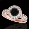 2 ctw Certified VS Black Diamond Solitaire Halo Ring 10k Rose Gold - REF-80R6K