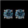 1.50 ctw Certified Intense Blue Diamond Stud Earrings 10k Rose Gold - REF-104W3H