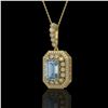 5.66 ctw Aquamarine & Diamond Victorian Necklace 14K Yellow Gold - REF-172M8G