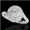 2.11 ctw Certified Diamond Solitaire Halo Ring 10k White Gold - REF-259F3M