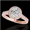 1.33 ctw Certified Diamond Solitaire Halo Ring 10k Rose Gold - REF-190K9Y