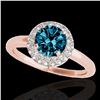 1.43 ctw SI Certified Fancy Blue Diamond Halo Ring 10k Rose Gold - REF-126F8M