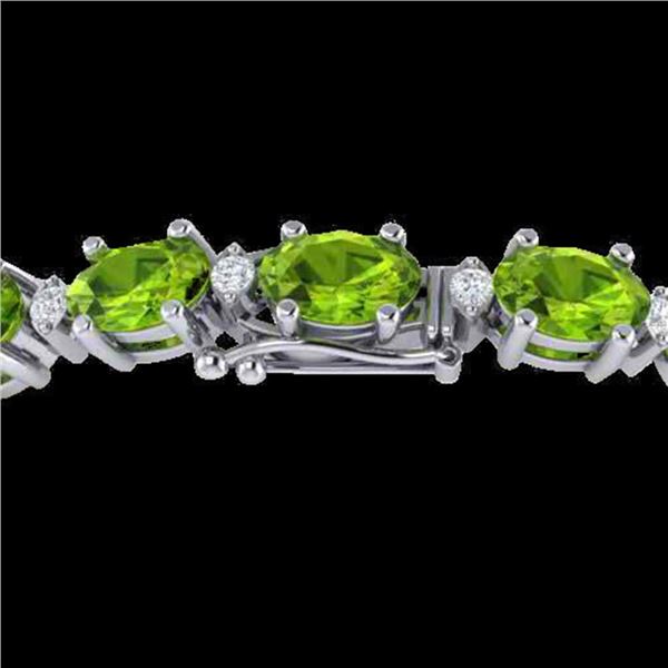 26.3 ctw Peridot & VS/SI Diamond Eternity Bracelet 10k White Gold - REF-174F4M