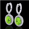 3.75 ctw Peridot & Micro Pave VS/SI Diamond Earrings 18k White Gold - REF-105R5K