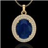 4.50 ctw Sapphire & Micro Pave VS/SI Diamond Necklace 18k Yellow Gold - REF-120R9K