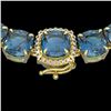 87 ctw London Blue Topaz & Diamond Micro Necklace 14k Yellow Gold - REF-317Y6X