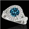 1.75 ctw SI Certified Fancy Blue Diamond Halo Ring 10k White Gold - REF-156W8H