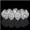 42.94 ctw Aquamarine & Diamond Victorian Bracelet 14K White Gold - REF-1722X9A