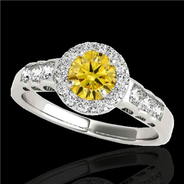 1.55 ctw Certified SI/I Fancy Intense Yellow Diamond Ring 10k White Gold - REF-190M9G