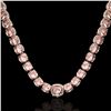 Image 2 : 87 ctw Morganite & Diamond Micro Pave Necklace 14k Rose Gold - REF-1163Y6X