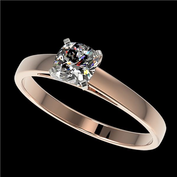 0.50 ctw Certified VS/SI Quality Cushion Cut Diamond Ring 10k Rose Gold - REF-60R3K