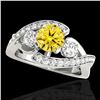 Image 1 : 2.26 ctw Certified SI Intense Yellow Diamond Bypass Ring 10k White Gold - REF-340R9K