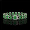 12.35 ctw Jade & Diamond Bracelet 14K White Gold - REF-209X3A