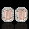 8.40 ctw Morganite & Micro Pave VS/SI Diamond Earrings 18k White Gold - REF-210N8F