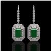 14.16 ctw Certified Emerald & Diamond Victorian Earrings 14K White Gold - REF-345A5N