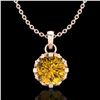 0.85 ctw Intense Fancy Yellow Diamond Art Deco Necklace 18k Rose Gold - REF-109Y3X