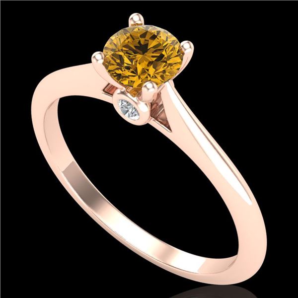 0.56 ctw Intense Fancy Yellow Diamond Art Deco Ring 18k Rose Gold - REF-72R3K