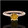 Image 2 : 0.56 ctw Intense Fancy Yellow Diamond Art Deco Ring 18k Rose Gold - REF-72R3K
