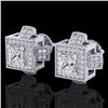 Image 1 : 1.73 ctw Princess VS/SI Diamond Micro Pave Stud Earrings 18k White Gold - REF-254H5R