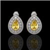 7.74 ctw Canary Citrine & Diamond Victorian Earrings 14K White Gold - REF-180G2W