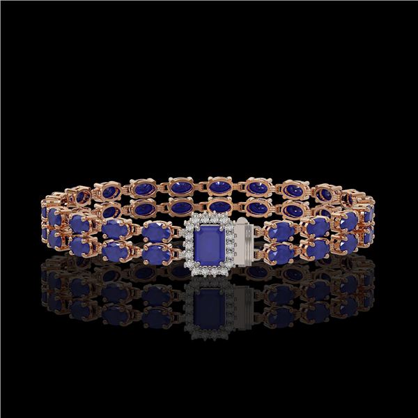 19.07 ctw Sapphire & Diamond Bracelet 14K Rose Gold - REF-236W4H
