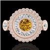 Image 2 : 2.62 ctw Intense Fancy Yellow Diamond Art Deco Ring 18k Rose Gold - REF-290R9K
