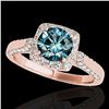 1.5 ctw Certified Fancy Blue Diamond Solitaire Halo Ring 10k Rose Gold - REF-132H3R