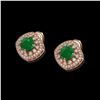 Image 2 : 4.99 ctw Certified Emerald & Diamond Victorian Earrings 14K Rose Gold - REF-128X5A