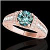 1.5 ctw SI Certified Fancy Blue Diamond Antique Ring 10k Rose Gold - REF-135H2R