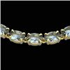 29 ctw Aquamarine Eternity Tennis Necklace 14k Yellow Gold - REF-276H2R
