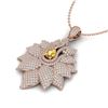3 ctw Yellow Sapphire & Micro Pave Diamond Necklace 14k Rose Gold - REF-290H9R