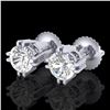 1.07 ctw VS/SI Diamond Solitaire Art Deco Stud Earrings 18k White Gold - REF-200M2G