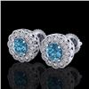 1.32 ctw Fancy Intense Blue Diamond Art Deco Earrings 18k White Gold - REF-178N2F