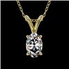 0.50 ctw Certified VS/SI Quality Oval Diamond Necklace 10k Yellow Gold - REF-65F2M