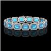 35.61 ctw Swiss Topaz & Diamond Micro Pave Halo Bracelet 10k White Gold - REF-337G3W