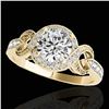 Image 1 : 1.33 ctw Certified Diamond Solitaire Halo Ring 10k Yellow Gold - REF-190W9H