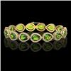 15.8 ctw Peridot & Diamond Micro Pave Halo Bracelet 10k Yellow Gold - REF-316H8R