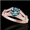 1.25 ctw SI Certified Blue Diamond Solitaire Antique Ring 10k Rose Gold - REF-129X5A