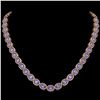 31.96 ctw Tanzanite & Diamond Micro Pave Halo Necklace 10k Rose Gold - REF-672K8Y