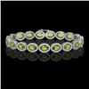 13.87 ctw Peridot & Diamond Micro Pave Halo Bracelet 10k White Gold - REF-263M6G