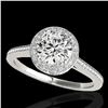 2.03 ctw Certified Diamond Solitaire Halo Ring 10k White Gold - REF-375K2Y