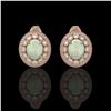 Image 1 : 7.4 ctw Certified Opal & Diamond Victorian Earrings 14K Rose Gold - REF-227W8H