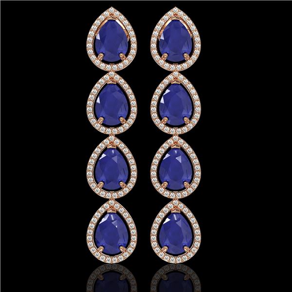 16.01 ctw Sapphire & Diamond Micro Pave Halo Earrings 10k Rose Gold - REF-180X2A
