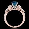 Image 2 : 2 ctw SI Certified Fancy Blue Diamond Pave Solitaire Ring 10k Rose Gold - REF-166K4Y