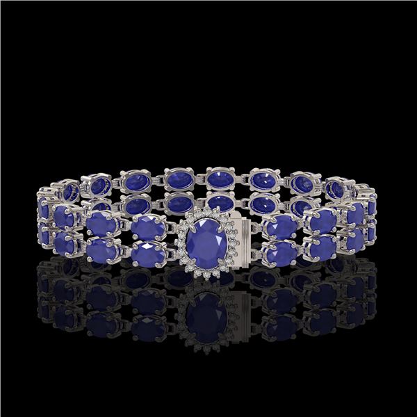 30.12 ctw Sapphire & Diamond Bracelet 14K White Gold - REF-336A4N