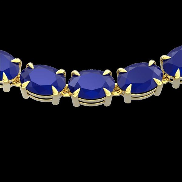68 ctw Sapphire Eternity Designer Necklace 14k Yellow Gold - REF-309N3F